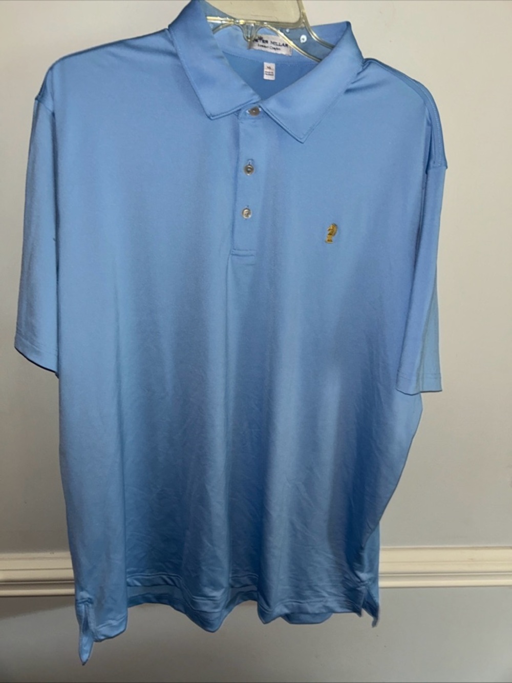 Peter Millar Light Blue Polo with Gold Crest